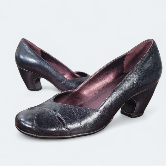 Clarks Indigo Elegant Black Leather Women's Heels Size 7 Comfy Wardrobe Staple - Picture 17 of 17